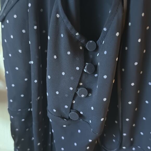 Alexa Chung Navy Polka Dot Chiffon Midi Dress size US 0 - Picture 12 of 15